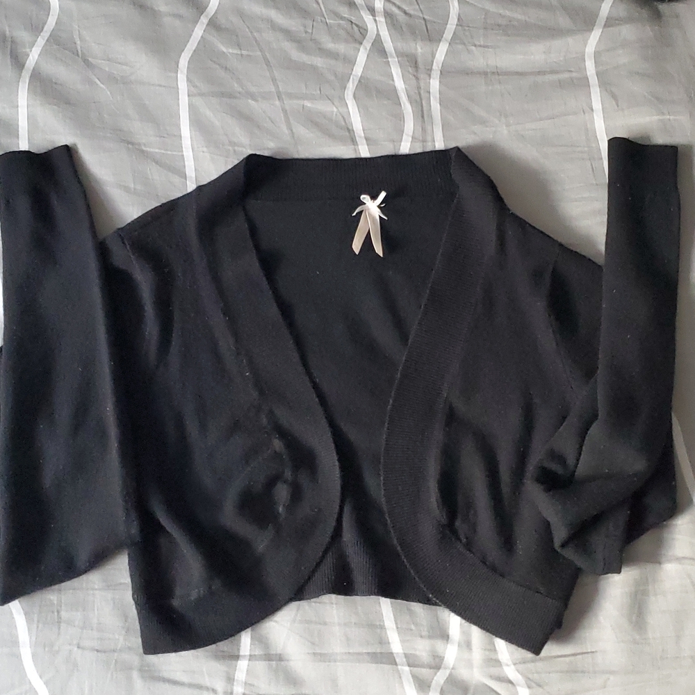 ON HOLD- Rounded Black Cropped Cardigan sweater- Size M